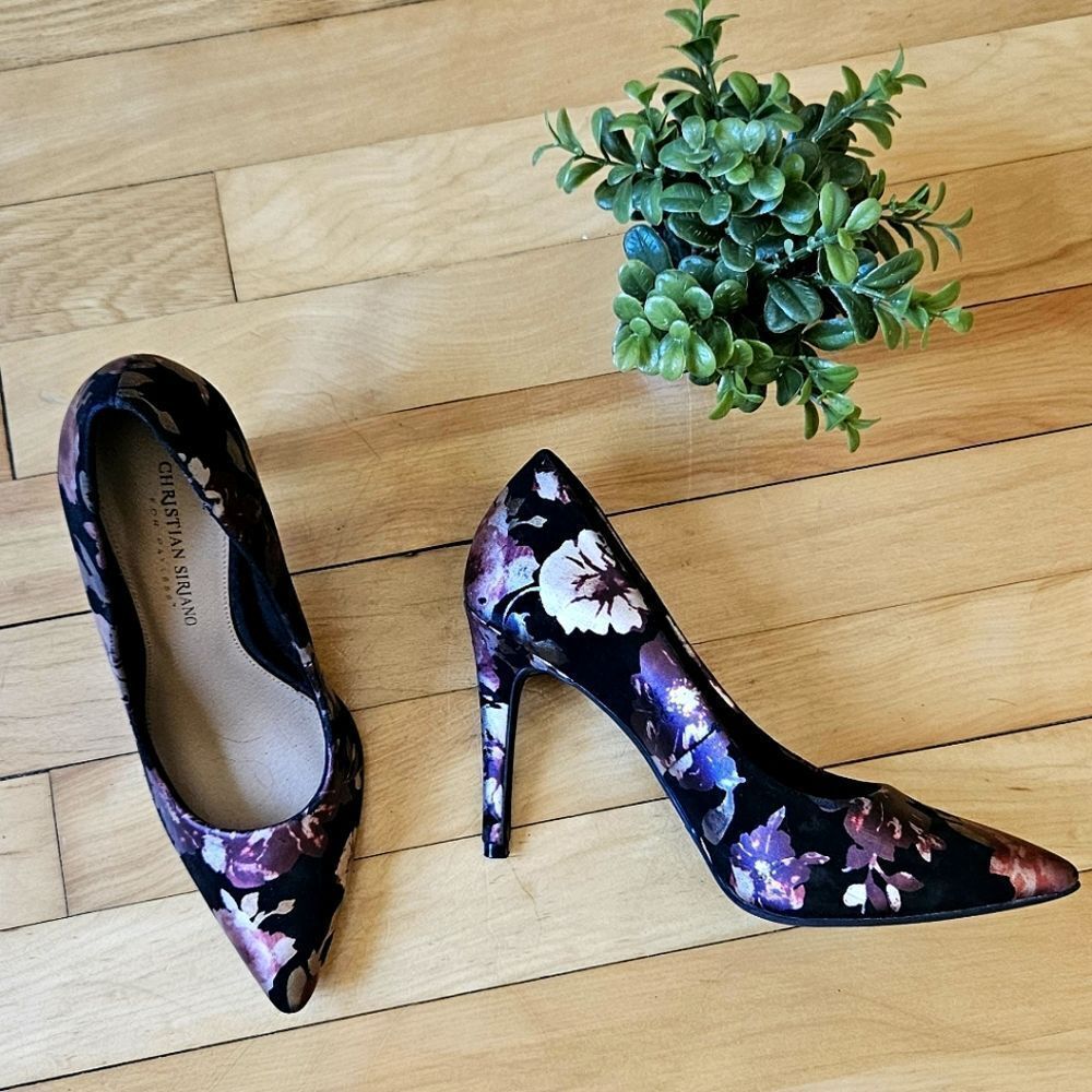 Christian Siriano Floral Black Pumps